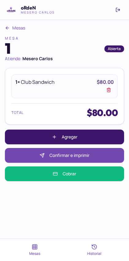 Mesero Pedido