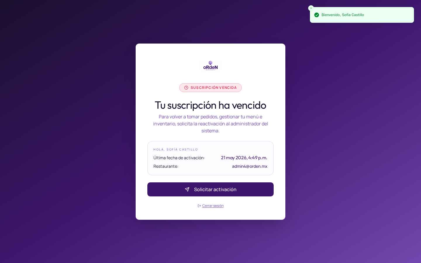 Suscripción vencida